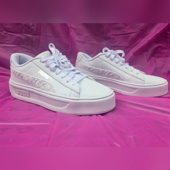 Puma Women's White Floral Platform Sneakers - Picture 7 of 9